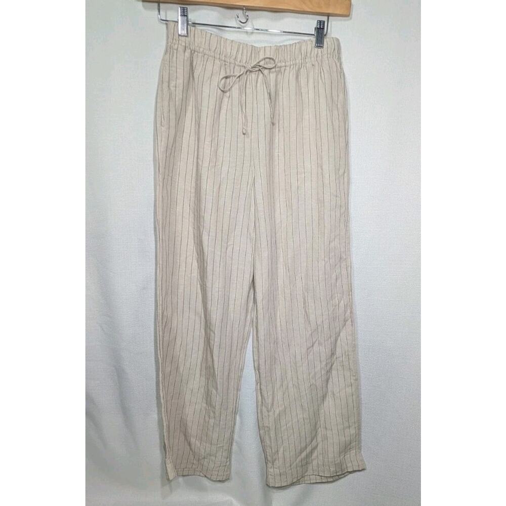 H&M Beige Pinstripe Straight Leg Pants